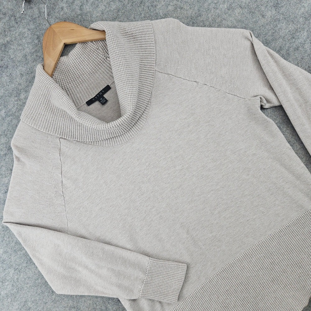 Cyrus Cowl Neck Sweater Women's 1X Oatmeal Beige Raglan Long Sleeve Fall Winter